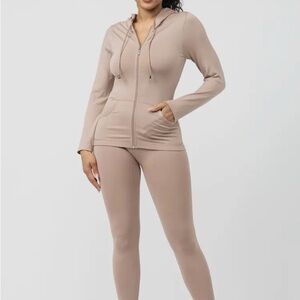 Seamless zip up hoodie jacket and legging set